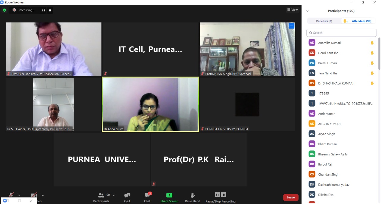 National Webinar on &quot;Need and Process of Psychological Counselling For Well Being of People During Covid-19 Pandemic&quot;