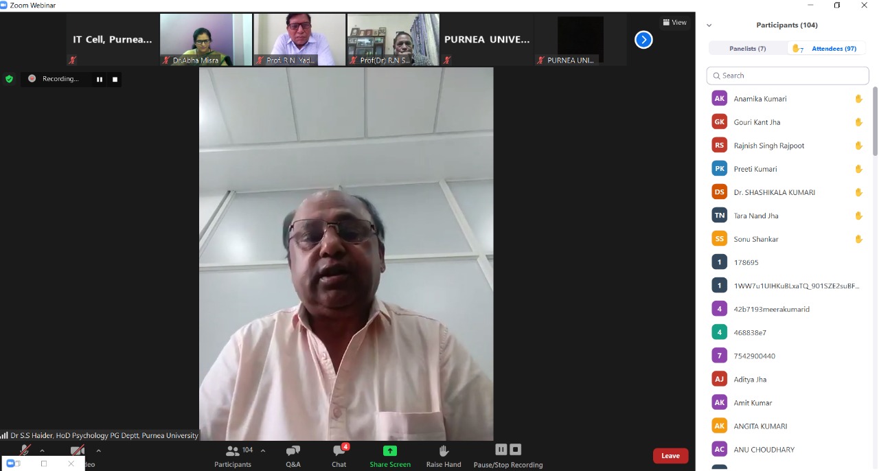 National Webinar on &quot;Need and Process of Psychological Counselling For Well Being of People During Covid-19 Pandemic&quot;
